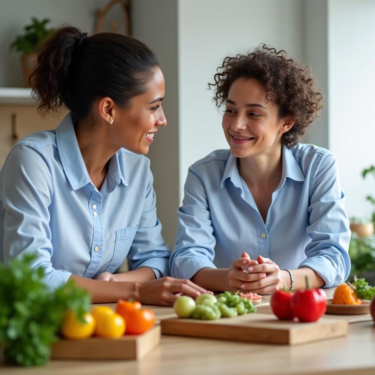 Nutritionist advising a client on healthy food choices